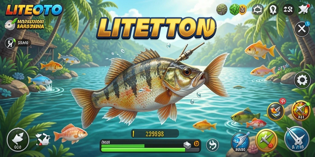 Tampilan gameplay LITETOTO yang menakjubkan dengan aksi memancing nyata.