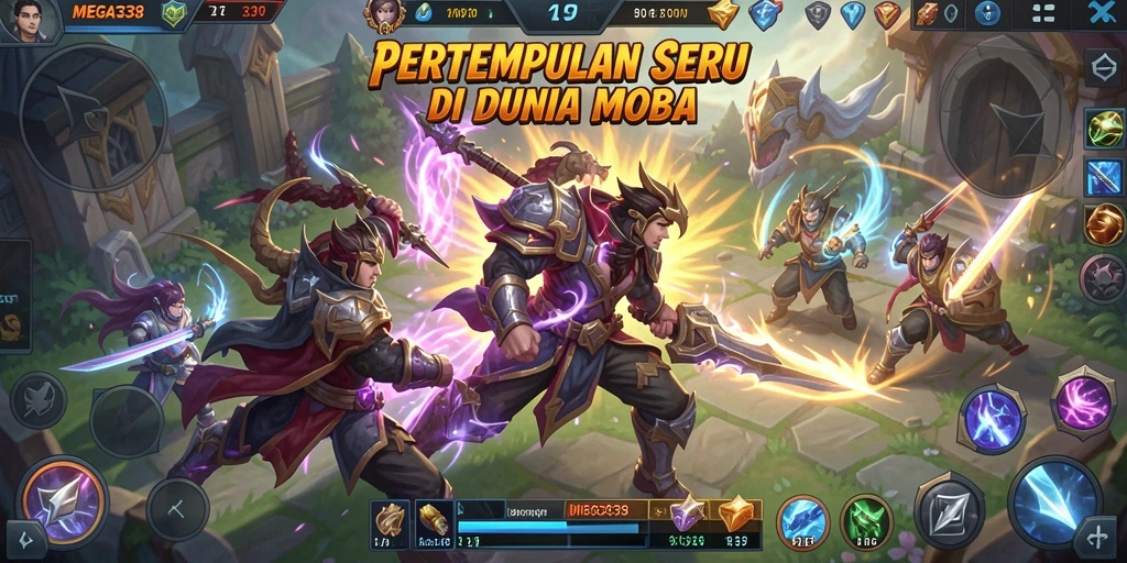 Tangkapan layar gameplay MEGA338 menampilkan aksi pertarungan tim yang mendebarkan.