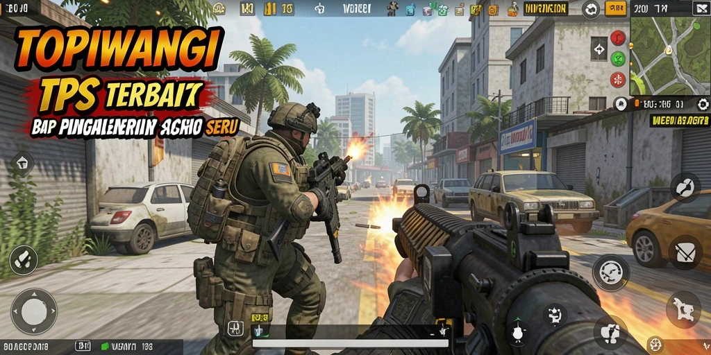 Gambar menunjukkan aksi seru dalam gameplay TPS TOPIWANGI.
